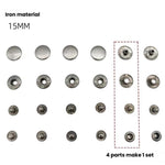 Kit di bottoni a pressione in metallo da 15 mm per abbigliamento, 12sets Black, 12sets Silver, 12sets Gold, 12sets Bronze Green, 20sets Black, 20sets Gold, 20sets Silver, 20sets Bronze Green, 20sets 4 Colors