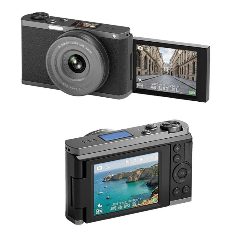 4K Waist-Level Viewfinder Flip-Screen Selfie Mirrorless Digital Camera, Crocodile Leather, Pebbled Texture, Crocodile Leather + Neck Strap, Pebbled Texture + Neck Strap