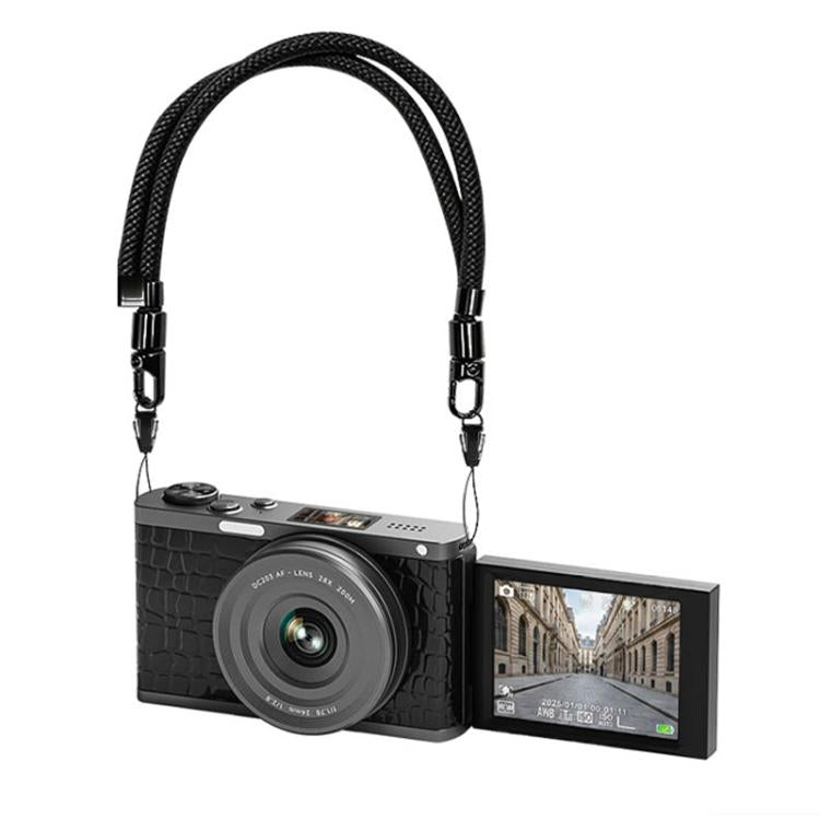 4K Waist-Level Viewfinder Flip-Screen Selfie Mirrorless Digital Camera, Crocodile Leather, Pebbled Texture, Crocodile Leather + Neck Strap, Pebbled Texture + Neck Strap