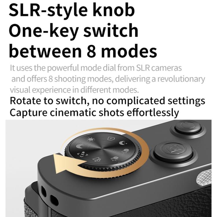 4K Waist-Level Viewfinder Flip-Screen Selfie Mirrorless Digital Camera, Crocodile Leather, Pebbled Texture, Crocodile Leather + Neck Strap, Pebbled Texture + Neck Strap