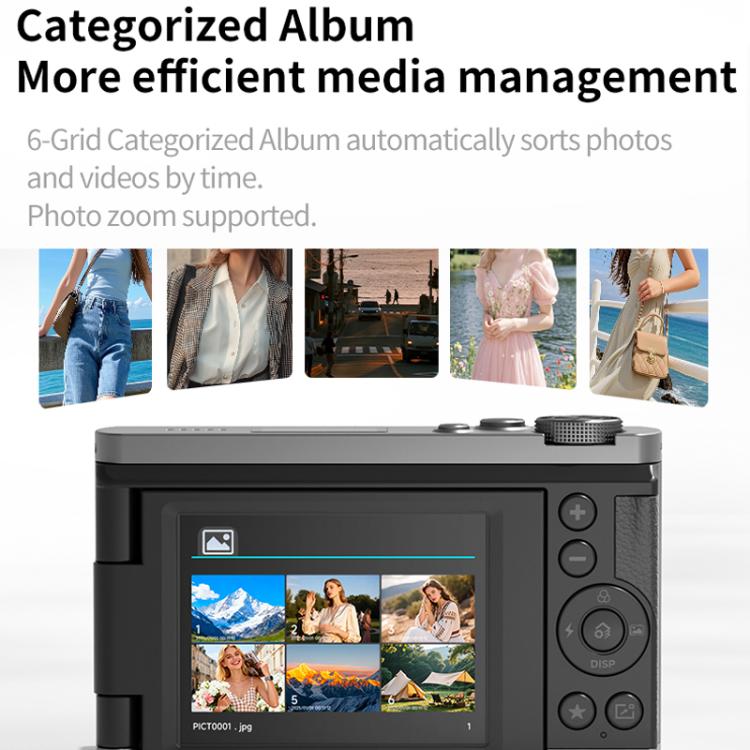 4K Waist-Level Viewfinder Flip-Screen Selfie Mirrorless Digital Camera, Crocodile Leather, Pebbled Texture, Crocodile Leather + Neck Strap, Pebbled Texture + Neck Strap