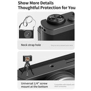 Fotocamera digitale mirrorless per selfie con mirino a pozzetto 4K e schermo ribaltabile, Crocodile Leather, Pebbled Texture, Crocodile Leather + Neck Strap, Pebbled Texture + Neck Strap