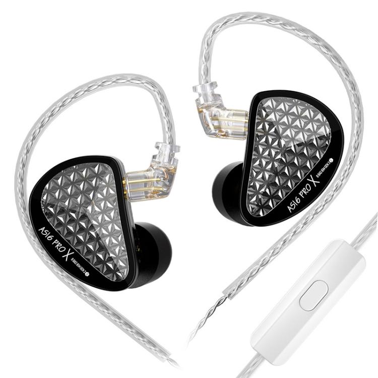 Auricolari in-ear KZ AS16 PRO X 16BA con monitoraggio Hi-Fi e cavo da 1,2 m., Standard, With Mic