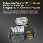 Auricolari in-ear KZ AS16 PRO X 16BA con monitoraggio Hi-Fi e cavo da 1,2 m., Standard, With Mic