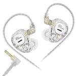 Auricolari KZ Taurus con struttura a doppio driver dinamico orizzontale da 3,5 mm e qualità HiFi, cavo da 1,2 m., Transparent Standard, Transparent With Mic, Transparent Black, Transparent Black With Mic, White Standard, White With Mic