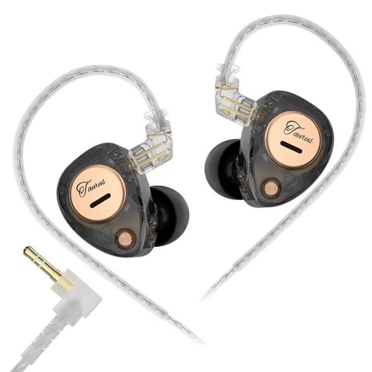 Auricolari KZ Taurus con struttura a doppio driver dinamico orizzontale da 3,5 mm e qualità HiFi, cavo da 1,2 m., Transparent Standard, Transparent With Mic, Transparent Black, Transparent Black With Mic, White Standard, White With Mic