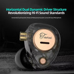 Auricolari KZ Taurus con struttura a doppio driver dinamico orizzontale da 3,5 mm e qualità HiFi, cavo da 1,2 m., Transparent Standard, Transparent With Mic, Transparent Black, Transparent Black With Mic, White Standard, White With Mic