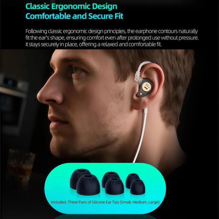 Auricolari KZ Taurus con struttura a doppio driver dinamico orizzontale da 3,5 mm e qualità HiFi, cavo da 1,2 m., Transparent Standard, Transparent With Mic, Transparent Black, Transparent Black With Mic, White Standard, White With Mic