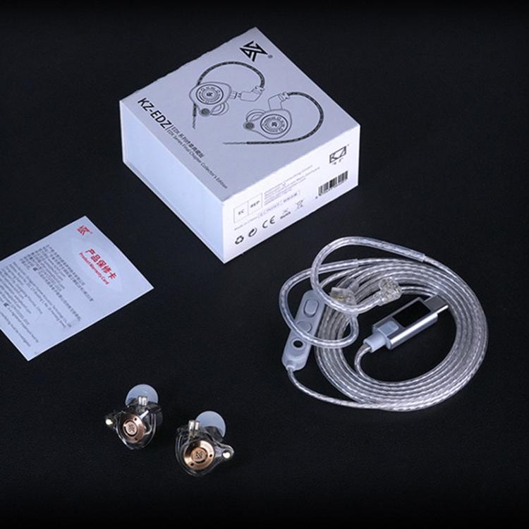 Auricolari cablati KZ EDZ con driver dinamico a banda ultralarga e ultraescursione + sistema di smorzamento a doppio stadio, lunghezza 1,2 m., Black 3.5mm, Black 3.5mm With Mic, Black Type-C Sound Card, White 3.5mm, White 3.5mm With Mic                ...
