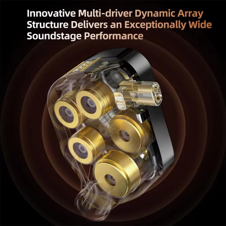 Auricolari cablati KZ Decet con 10 driver dinamici da 3,5 mm e cavo da 1,2 m, design a matrice., Original Sound Standard, Original Sound With Mic, Tuned Standard, Tuned With Mic