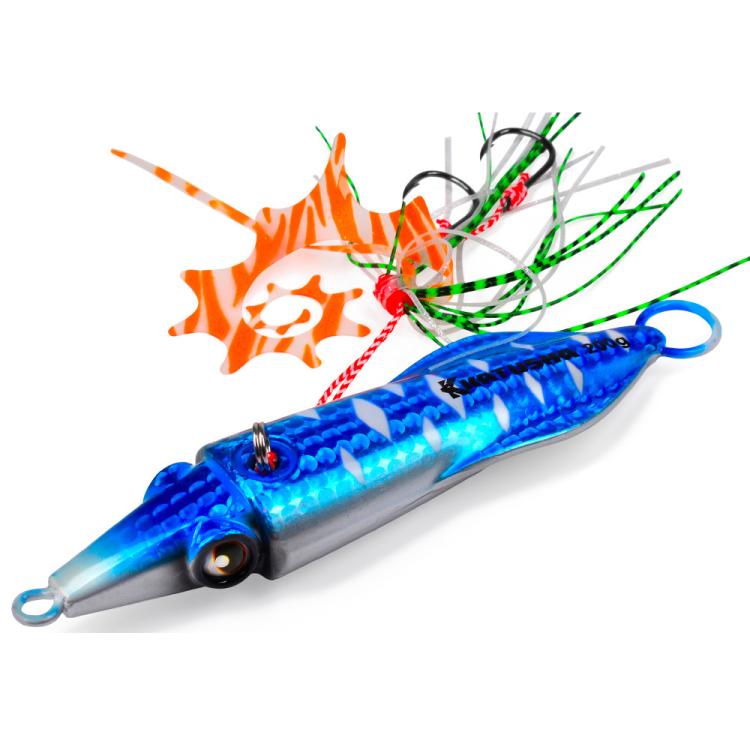 PROBEROS Esche artificiali luminose per jigging di calamari, jig verticali per acqua salata con gonna in silicone, rivestimento laser, esche da pesca in metallo affondanti, 40G, 60G, 80G, 100G