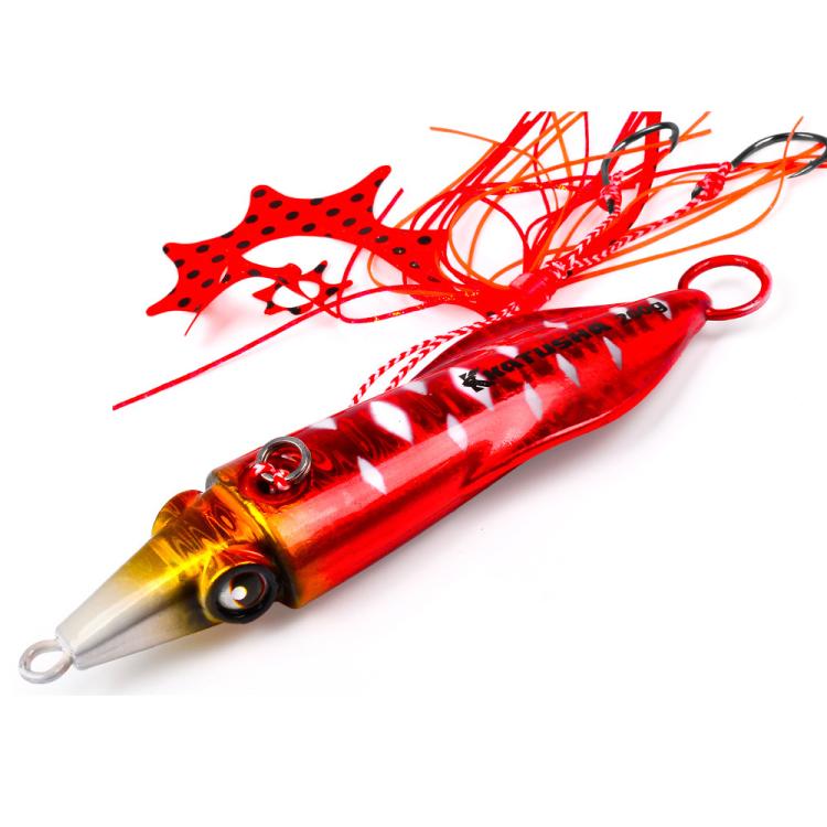 PROBEROS Esche artificiali luminose per jigging di calamari, jig verticali per acqua salata con gonna in silicone, rivestimento laser, esche da pesca in metallo affondanti, 40G, 60G, 80G, 100G