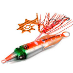 PROBEROS Esche artificiali luminose per jigging di calamari, jig verticali per acqua salata con gonna in silicone, rivestimento laser, esche da pesca in metallo affondanti, 120G, 150G, 200G