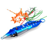 PROBEROS Esche artificiali luminose per jigging di calamari, jig verticali per acqua salata con gonna in silicone, rivestimento laser, esche da pesca in metallo affondanti, 120G, 150G, 200G