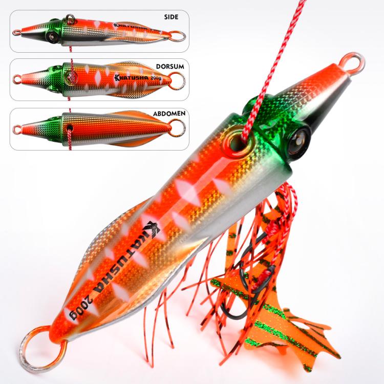 PROBEROS Esche artificiali luminose per jigging di calamari, jig verticali per acqua salata con gonna in silicone, rivestimento laser, esche da pesca in metallo affondanti, 40G, 60G, 80G, 100G