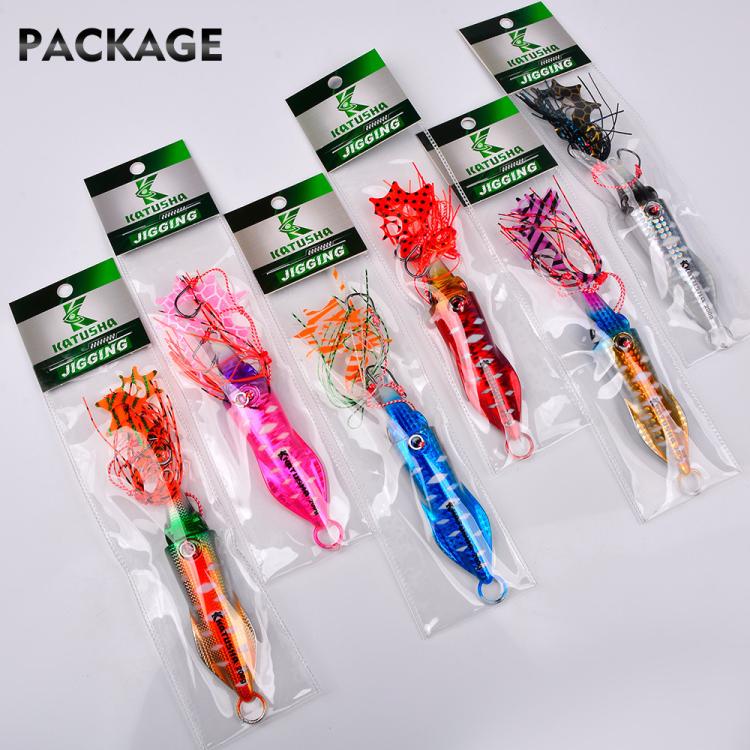 PROBEROS Esche artificiali luminose per jigging di calamari, jig verticali per acqua salata con gonna in silicone, rivestimento laser, esche da pesca in metallo affondanti, 120G, 150G, 200G