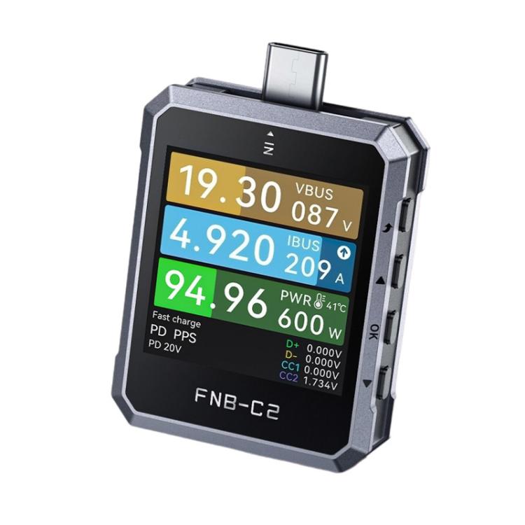 FNIRSI FNB-C2 PD3.1 Misuratore di tensione e corrente con tester per protocollo di ricarica rapida Type-C, FNB-C2