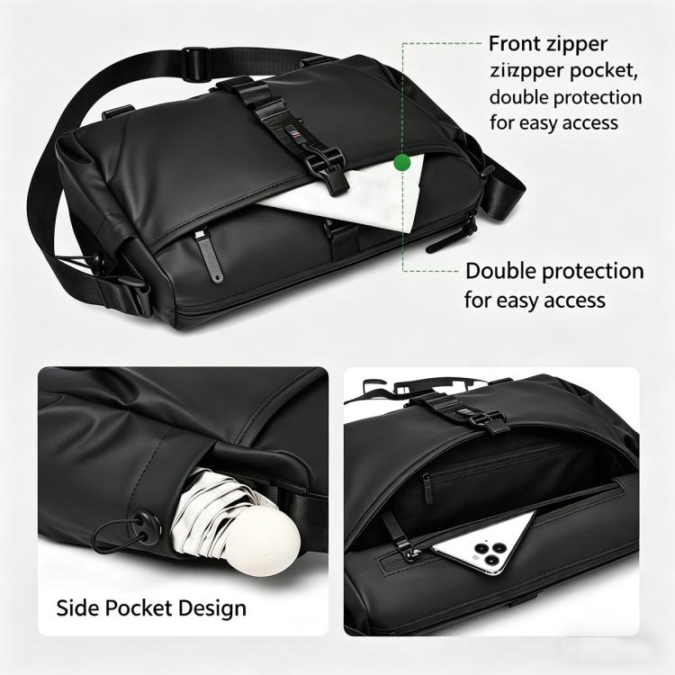 WEIXIER WD5628 Borsa a tracolla da uomo, grande capacità, marsupio con fibbia magnetica e fondo espandibile per treppiede
