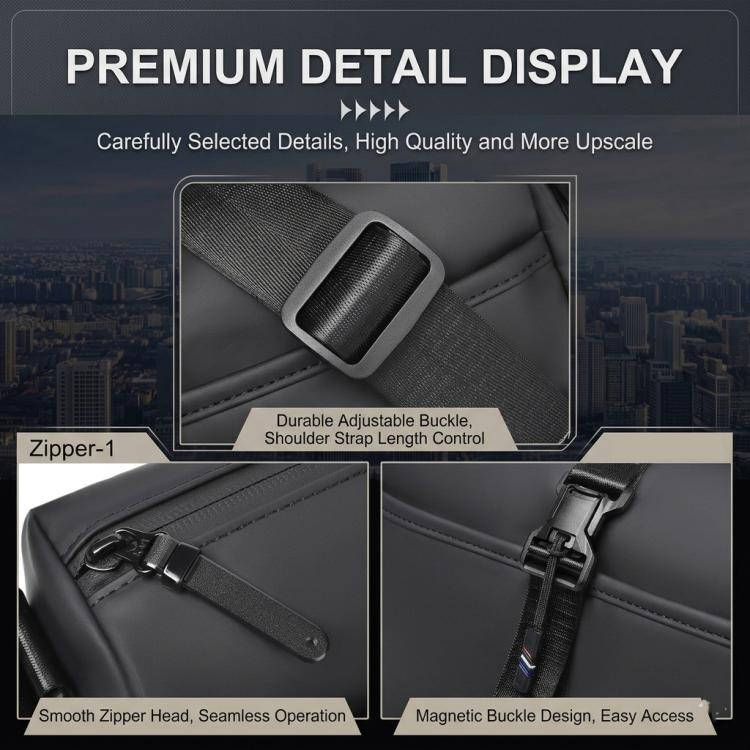 WEIXIER WD5628 Borsa a tracolla da uomo, grande capacità, marsupio con fibbia magnetica e fondo espandibile per treppiede
