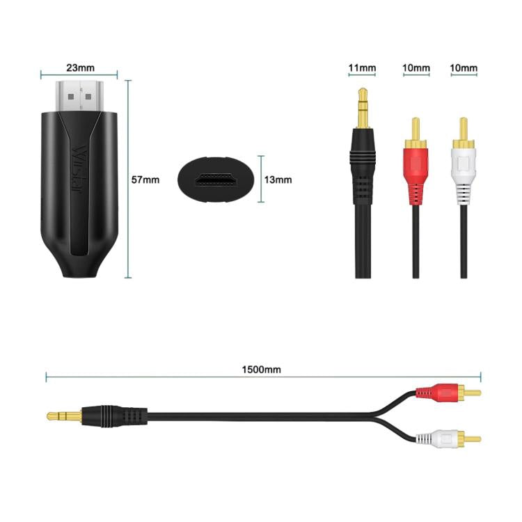 HDMI ARC To RCA Audio Cable Audio Extractor Adapter For Audio Systems & Speakers