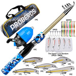 Kit completo da pesca PROBEROS con canna e mulinello, canna telescopica da 1,8 m con mulinello a bobina fissa, portatile e da viaggio, con borsa per il trasporto., CAST Blue, SPIN Blue, CAST Green, SPIN Green