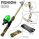 Kit completo da pesca PROBEROS con canna e mulinello, canna telescopica da 1,8 m con mulinello a bobina fissa, portatile e da viaggio, con borsa per il trasporto., CAST Blue, SPIN Blue, CAST Green, SPIN Green