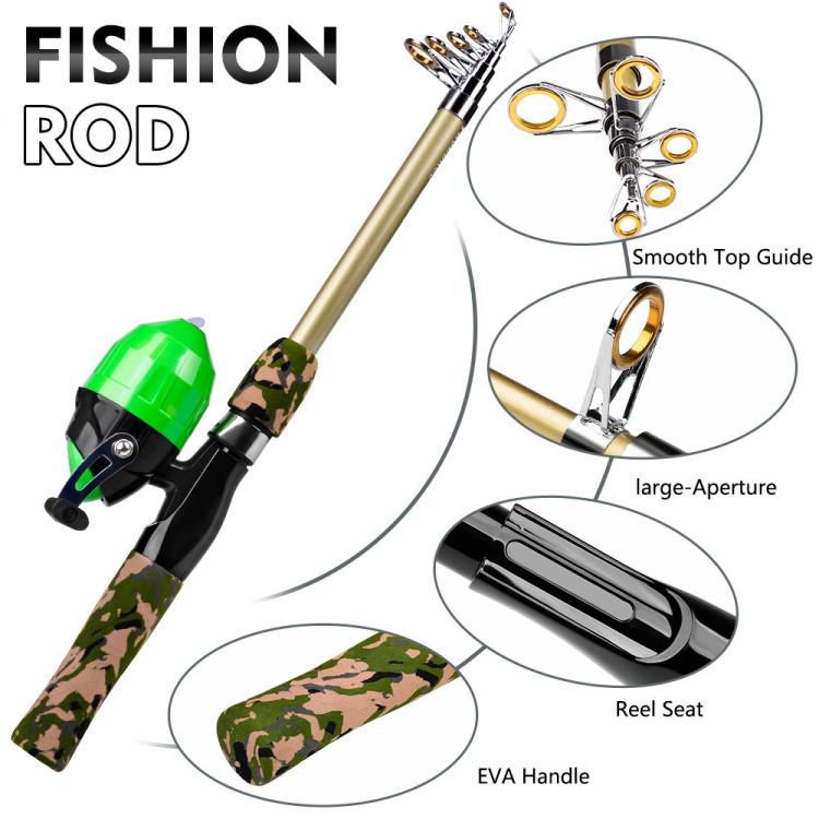 Kit completo da pesca PROBEROS con canna e mulinello, canna telescopica da 1,8 m con mulinello a bobina fissa, portatile e da viaggio, con borsa per il trasporto., CAST Blue, SPIN Blue, CAST Green, SPIN Green