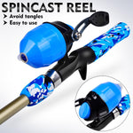 Kit completo da pesca PROBEROS con canna e mulinello, canna telescopica da 1,8 m con mulinello a bobina fissa, portatile e da viaggio, con borsa per il trasporto., CAST Blue, SPIN Blue, CAST Green, SPIN Green