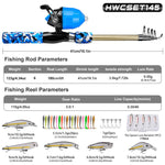 Kit completo da pesca PROBEROS con canna e mulinello, canna telescopica da 1,8 m con mulinello a bobina fissa, portatile e da viaggio, con borsa per il trasporto., CAST Blue, SPIN Blue, CAST Green, SPIN Green