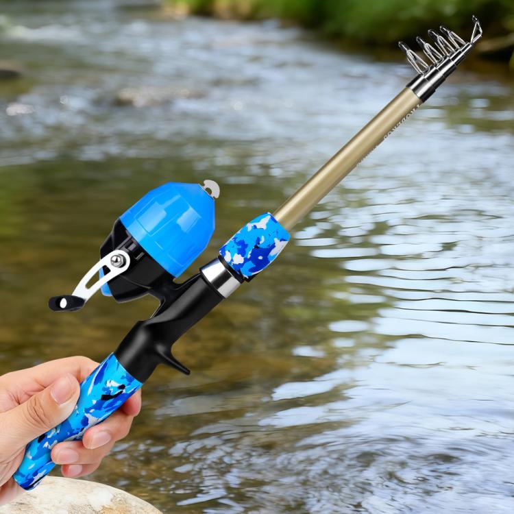 Kit completo da pesca PROBEROS con canna e mulinello, canna telescopica da 1,8 m con mulinello a bobina fissa, portatile e da viaggio, con borsa per il trasporto., CAST Blue, SPIN Blue, CAST Green, SPIN Green