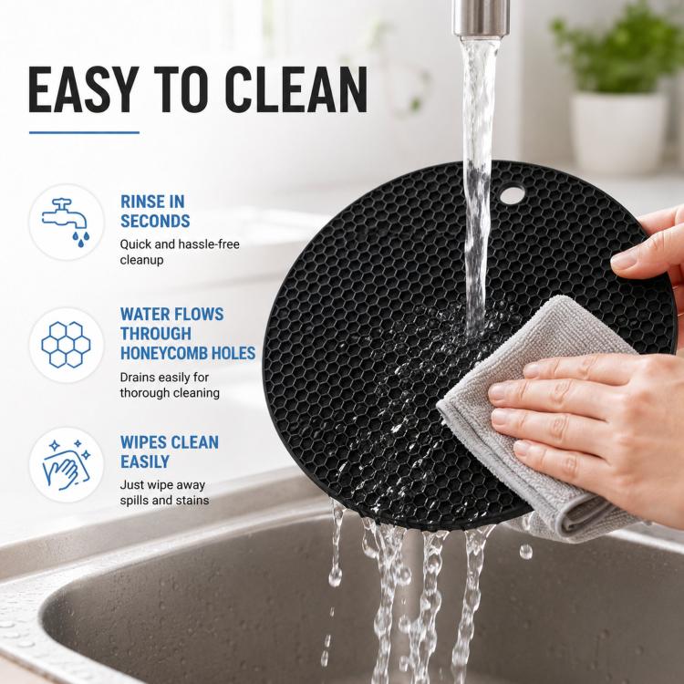 Tovaglietta rotonda in silicone a nido d'ape LsCook, resistente al calore, antiscivolo e isolante.