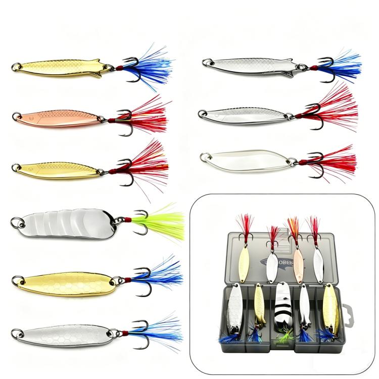 Kit di esche artificiali da pesca a cucchiaio, set di esche rigide in metallo con ami singoli e tripli, piume, PROBEROS 9 In 1, PROBEROS 10 In 1, PROBEROS 16 In 1, PROBEROS 17 In 1, PROBEROS 19 In 1, PROBEROS 38 In 1 A, PROBEROS 38 In 1 B              ...
