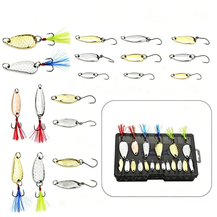 Kit di esche artificiali da pesca a cucchiaio, set di esche rigide in metallo con ami singoli e tripli, piume, PROBEROS 9 In 1, PROBEROS 10 In 1, PROBEROS 16 In 1, PROBEROS 17 In 1, PROBEROS 19 In 1, PROBEROS 38 In 1 A, PROBEROS 38 In 1 B              ...
