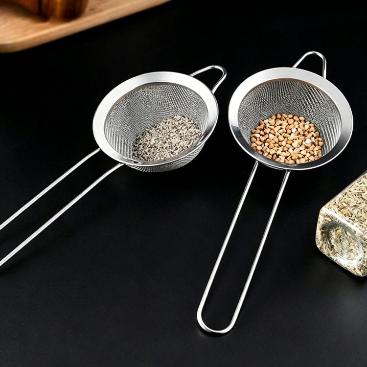 Setaccio per succhi di latte in acciaio inox 304, setaccio per farina da cucina a maglia ultrafine., Round Base