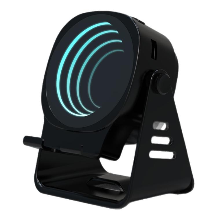 Altoparlante a induzione wireless con supporto per telefono, altoparlante Bluetooth multifunzione da scrivania con luce notturna