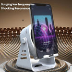 Altoparlante a induzione wireless con supporto per telefono, altoparlante Bluetooth multifunzione da scrivania con luce notturna