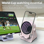 Altoparlante a induzione wireless con supporto per telefono, altoparlante Bluetooth multifunzione da scrivania con luce notturna
