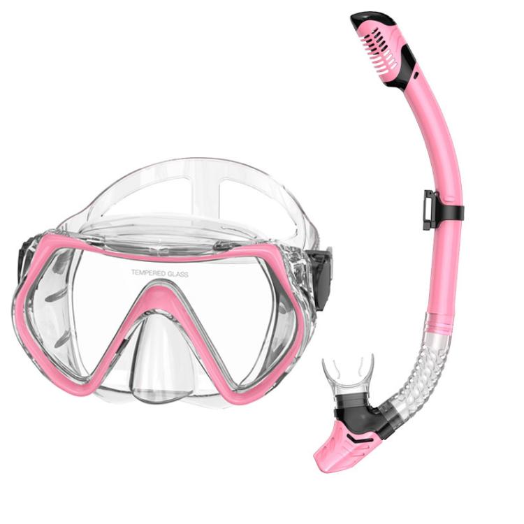 Set da snorkeling per adulti con maschera subacquea panoramica a 180 gradi e lente antiappannamento, ideale per immersioni e nuoto.