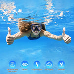 Set da snorkeling per adulti con maschera subacquea panoramica a 180 gradi e lente antiappannamento, ideale per immersioni e nuoto.