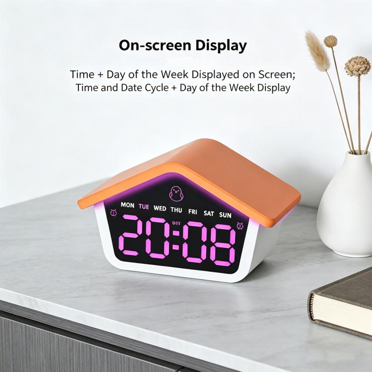 Sveglia digitale Atmosphere Cabin con luce notturna a LED a 8 colori, funzione snooze, ora legale e luminosità regolabile.