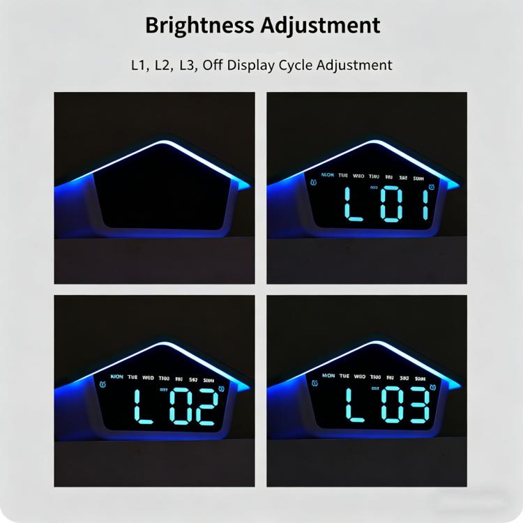 Sveglia digitale Atmosphere Cabin con luce notturna a LED a 8 colori, funzione snooze, ora legale e luminosità regolabile.