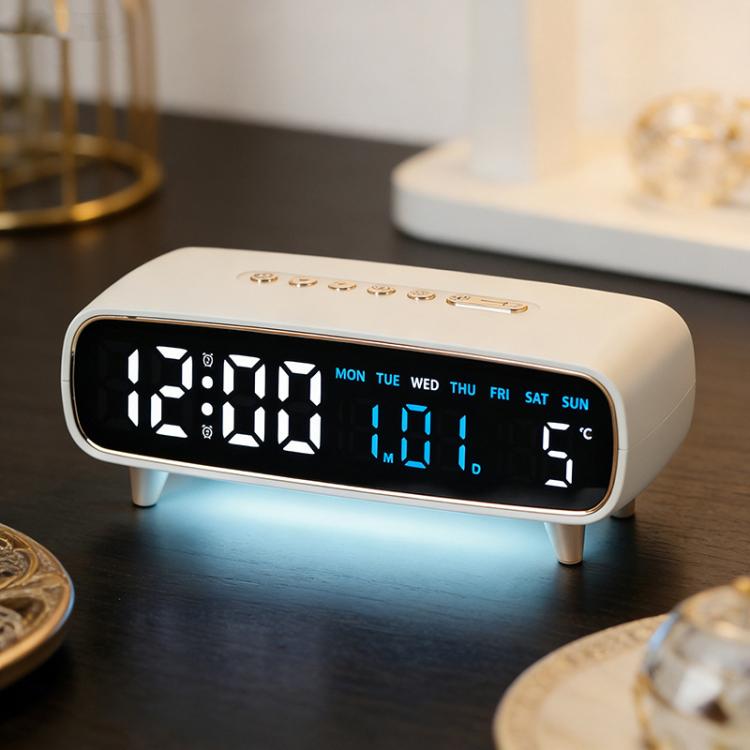 Sveglia digitale a LED con luce notturna, visualizzazione di data/giorno della settimana/temperatura, 2 allarmi, timer per il conto alla rovescia, 3 livelli di luminosità, porta di uscita USB.