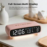 Sveglia digitale a LED con luce notturna, visualizzazione di data/giorno della settimana/temperatura, 2 allarmi, timer per il conto alla rovescia, 3 livelli di luminosità, porta di uscita USB.