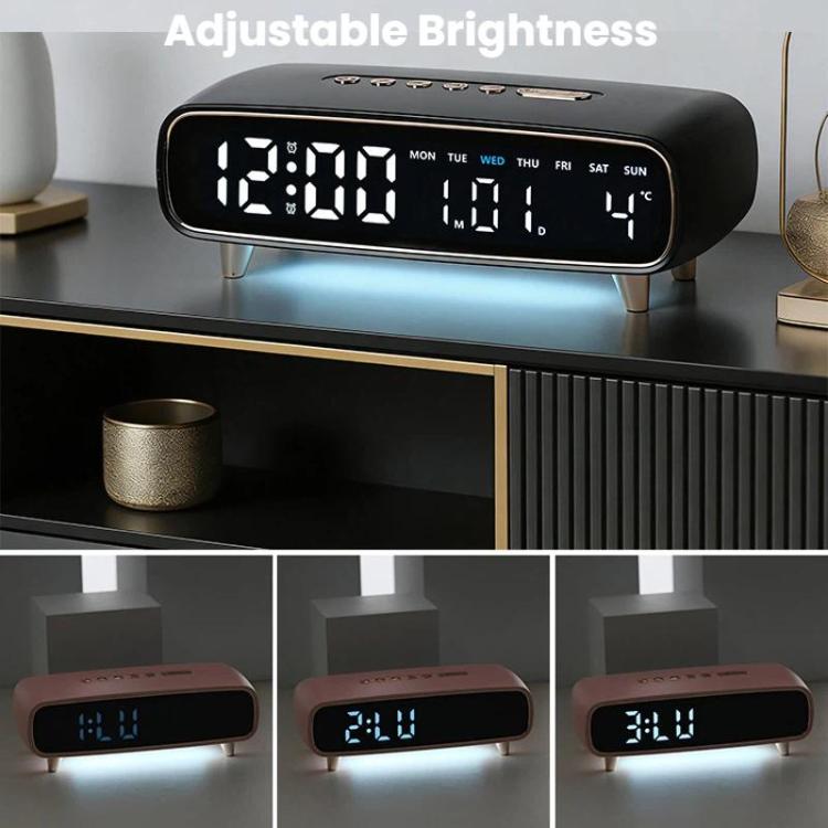 Sveglia digitale a LED con luce notturna, visualizzazione di data/giorno della settimana/temperatura, 2 allarmi, timer per il conto alla rovescia, 3 livelli di luminosità, porta di uscita USB.