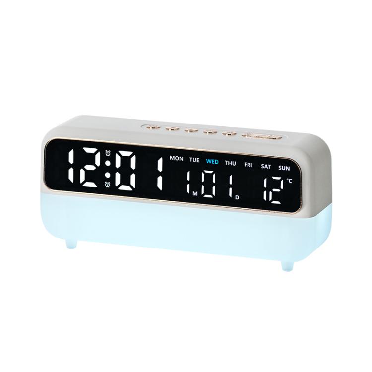 Sveglia digitale multifunzione con luce notturna dimmerabile, indicazione di data/giorno della settimana/temperatura, doppia sveglia, funzione timer e porta di ricarica USB.