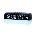 Sveglia digitale multifunzione con luce notturna dimmerabile, indicazione di data/giorno della settimana/temperatura, doppia sveglia, funzione timer e porta di ricarica USB.