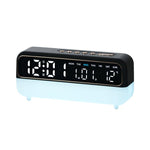 Sveglia digitale multifunzione con luce notturna dimmerabile, indicazione di data/giorno della settimana/temperatura, doppia sveglia, funzione timer e porta di ricarica USB.