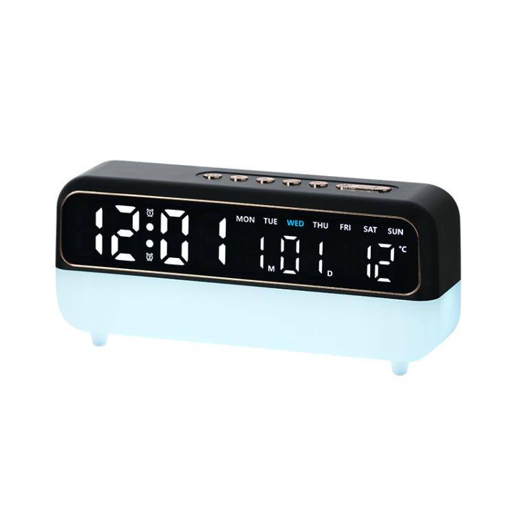 Sveglia digitale multifunzione con luce notturna dimmerabile, indicazione di data/giorno della settimana/temperatura, doppia sveglia, funzione timer e porta di ricarica USB.