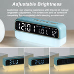 Sveglia digitale multifunzione con luce notturna dimmerabile, indicazione di data/giorno della settimana/temperatura, doppia sveglia, funzione timer e porta di ricarica USB.