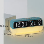 Sveglia digitale multifunzione con luce notturna dimmerabile, indicazione di data/giorno della settimana/temperatura, doppia sveglia, funzione timer e porta di ricarica USB.